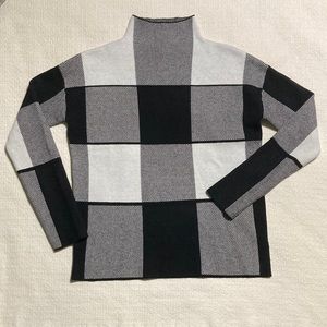 Tahari Mock Neck Black & White Patterned Sweater Size XS
